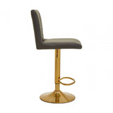 Elara Dark Grey And Gold Bar Stool With Round Base