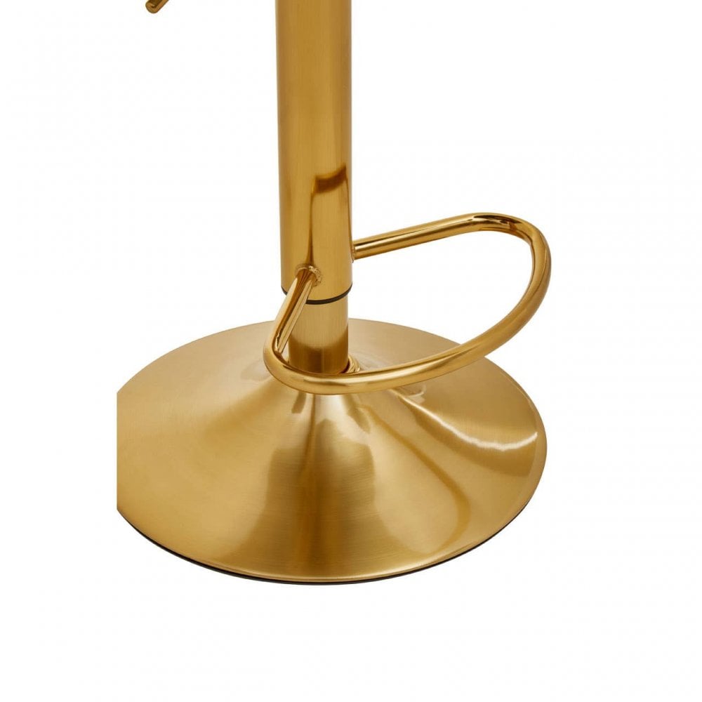 Elara Dark Grey And Gold Bar Stool With Round Base