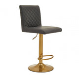 Elara Dark Grey And Gold Bar Stool With Round Base