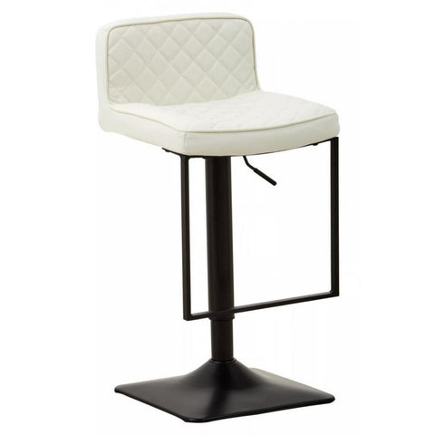 Elara White Leather Effect and Black Base Bar chair