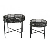 Kalimantan Set Of 2 Black Rattan Side Tables