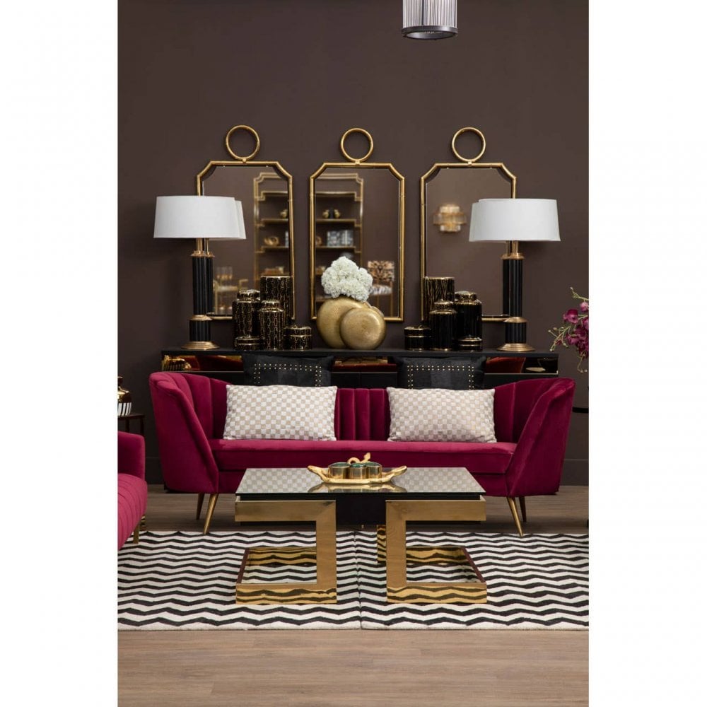 Baxter 3 Seat Wine Velvet Sofa