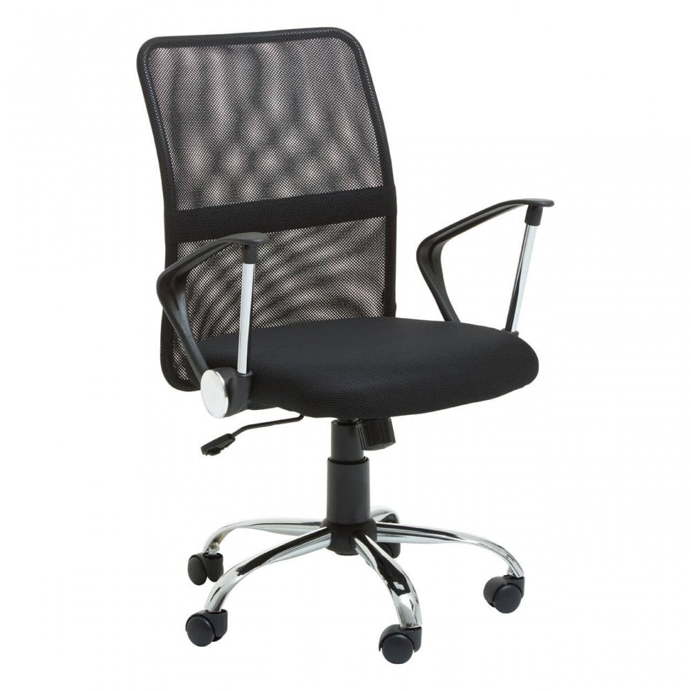 Orion Black Home Office Chair With Chrome Arms