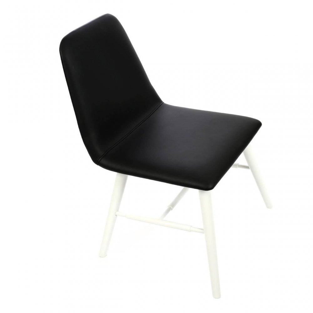 Cassian Black Leather Effect Dining Chair With White Legs