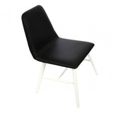 Cassian Black Leather Effect Dining Chair With White Legs