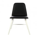 Cassian Black Leather Effect Dining Chair With White Legs