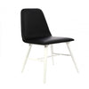 Cassian Black Leather Effect Dining Chair With White Legs
