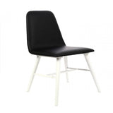 Cassian Black Leather Effect Dining Chair With White Legs