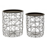 Calista Set Of 2 Black Wire Basket Tables