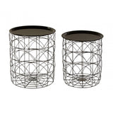 Calista Set Of 2 Black Wire Basket Tables