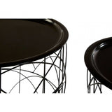 Calista Set Of 2 Black Wire Basket Tables