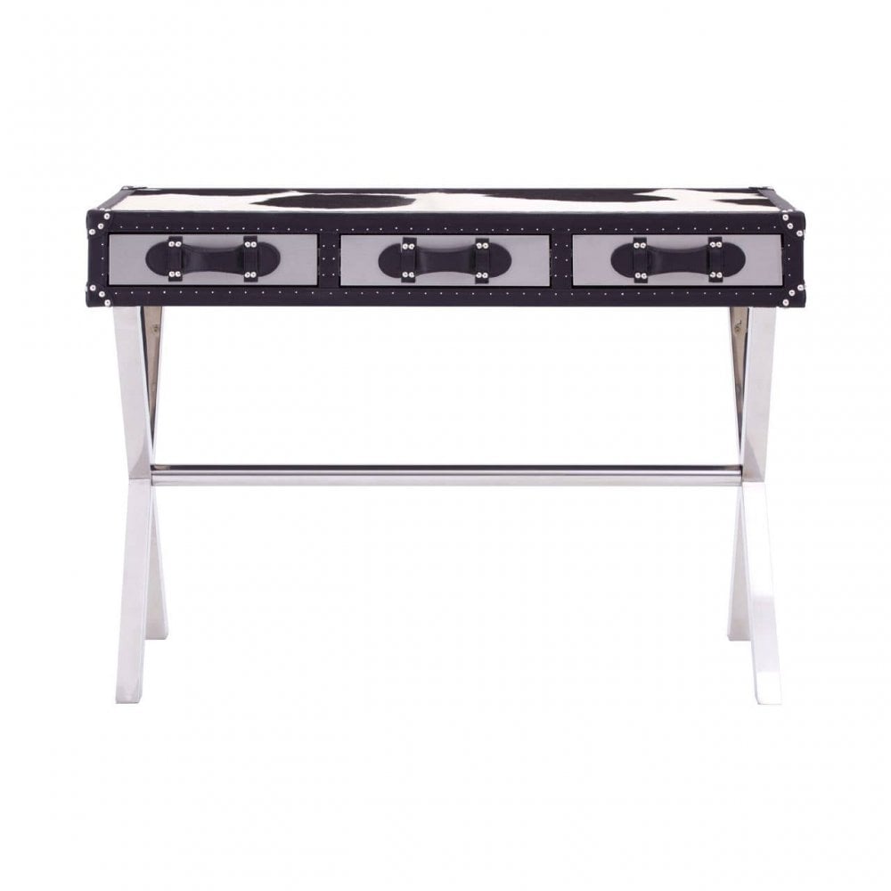 Lancaster Townhouse Black And White Genuine Cowhide Console Table