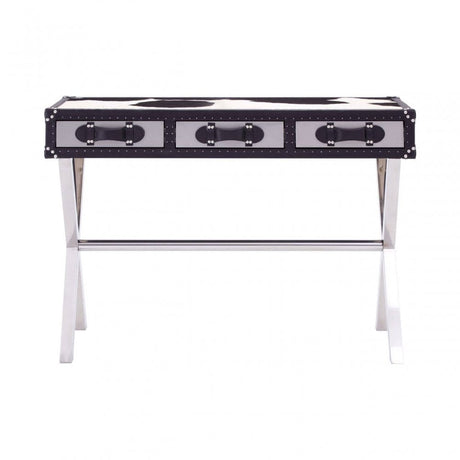 Lancaster Townhouse Black And White Genuine Cowhide Console Table