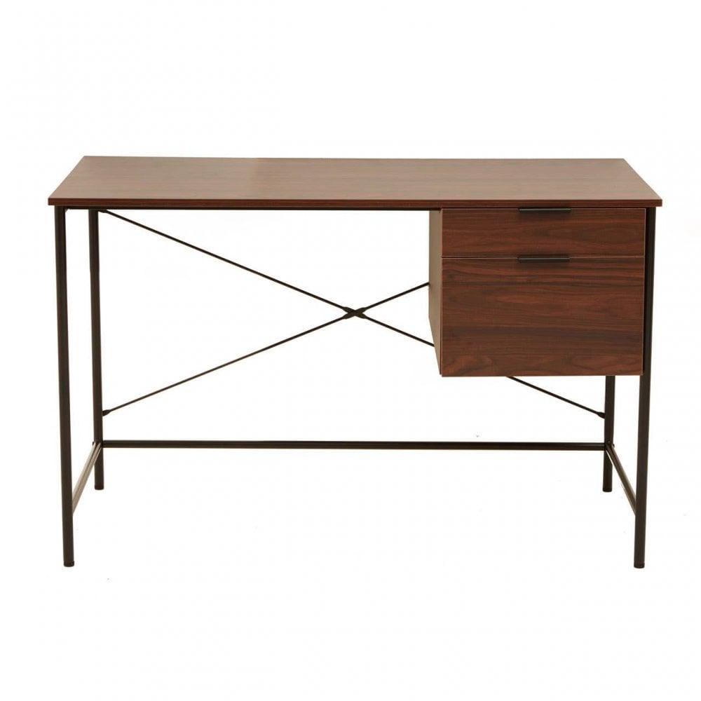 Hawthorn Dark Walnut Veneer Desk With Drawers