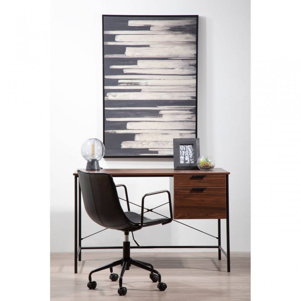 Hawthorn Dark Walnut Veneer Desk With Drawers