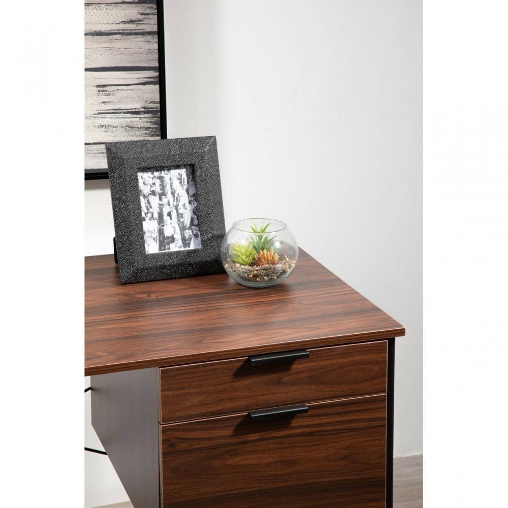 Hawthorn Dark Walnut Veneer Desk With Drawers