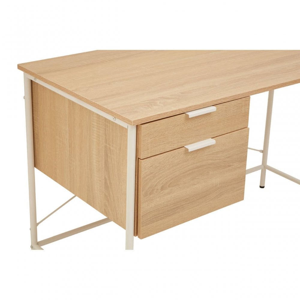 Hawthorn Natural Oak Veneer Desk With Drawers