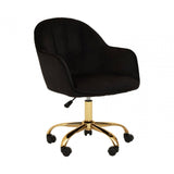 Metro Black Velvet And Gold Base Home Office Chair