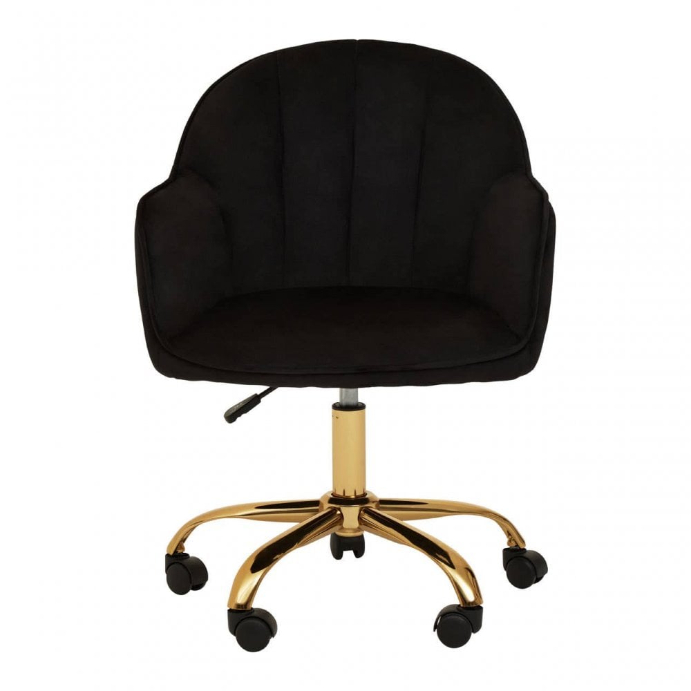 Metro Black Velvet And Gold Base Home Office Chair