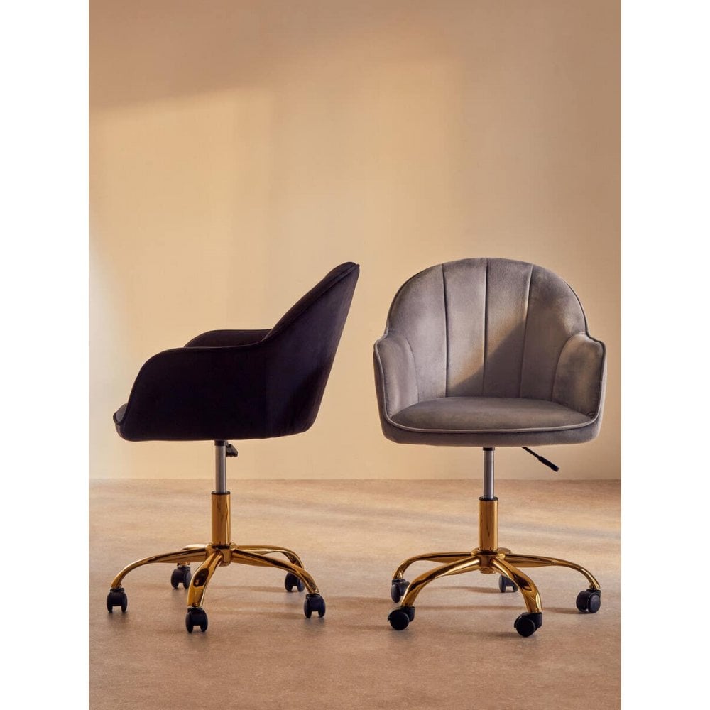 Metro Black Velvet And Gold Base Home Office Chair