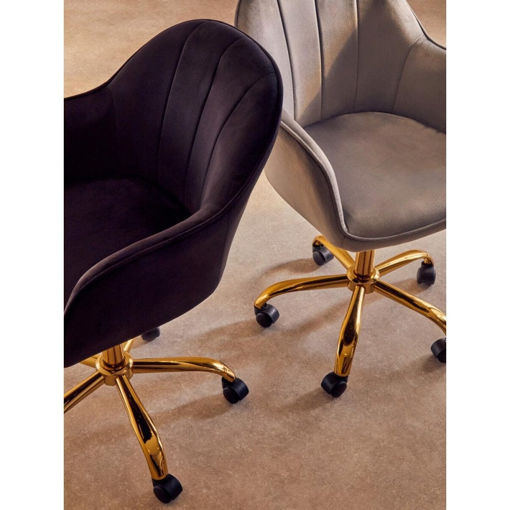 Metro Black Velvet And Gold Base Home Office Chair