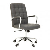 Metro Grey Leather Effect And Chrome Home Office Chair