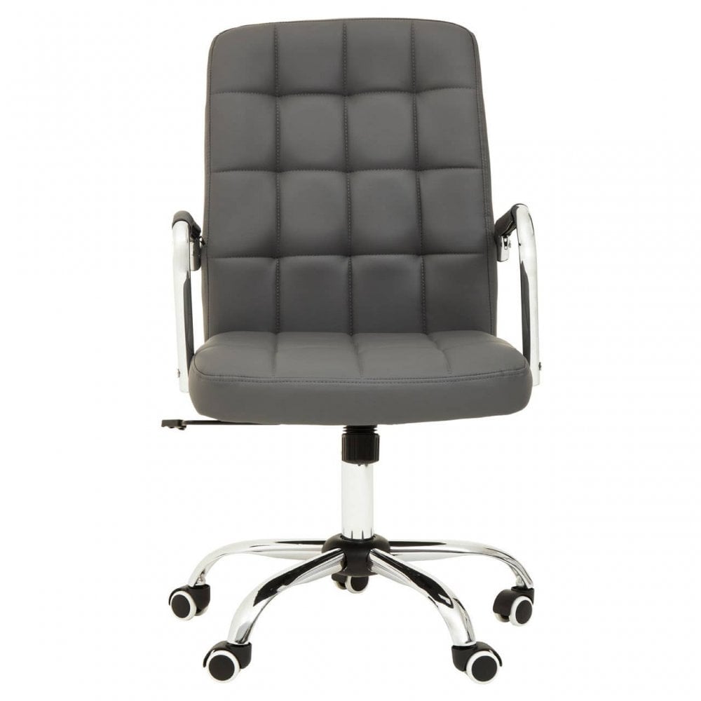 Metro Grey Leather Effect And Chrome Home Office Chair