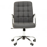 Metro Grey Leather Effect And Chrome Home Office Chair