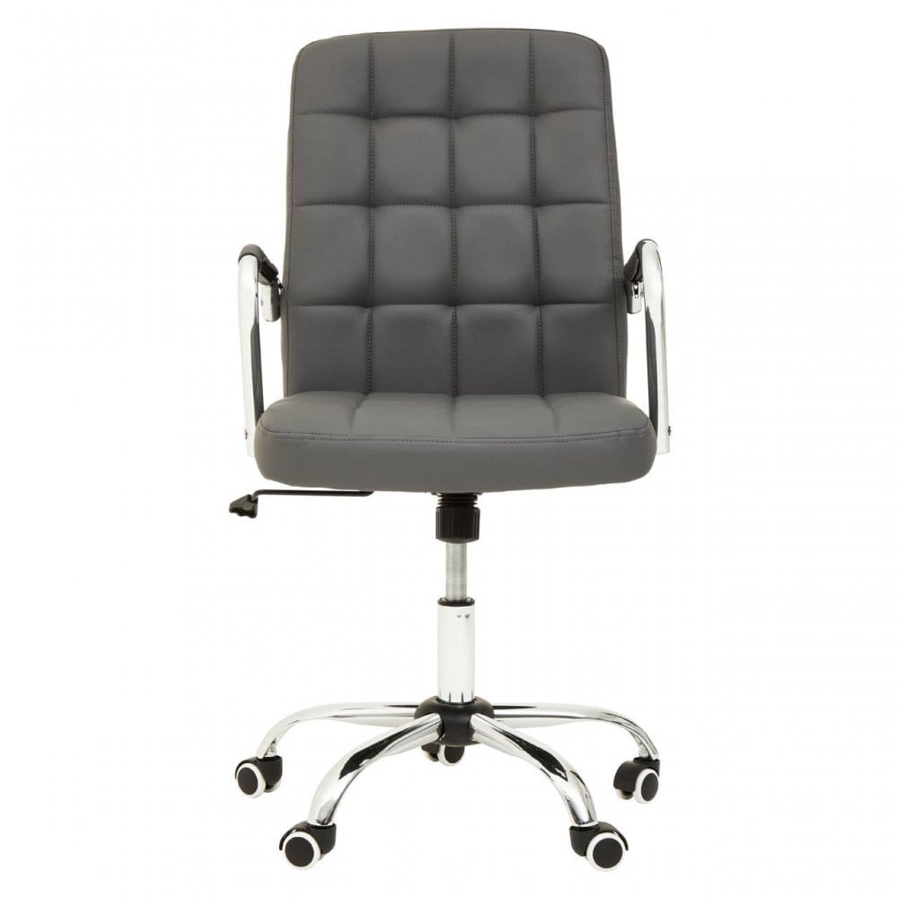 Metro Grey Leather Effect And Chrome Home Office Chair