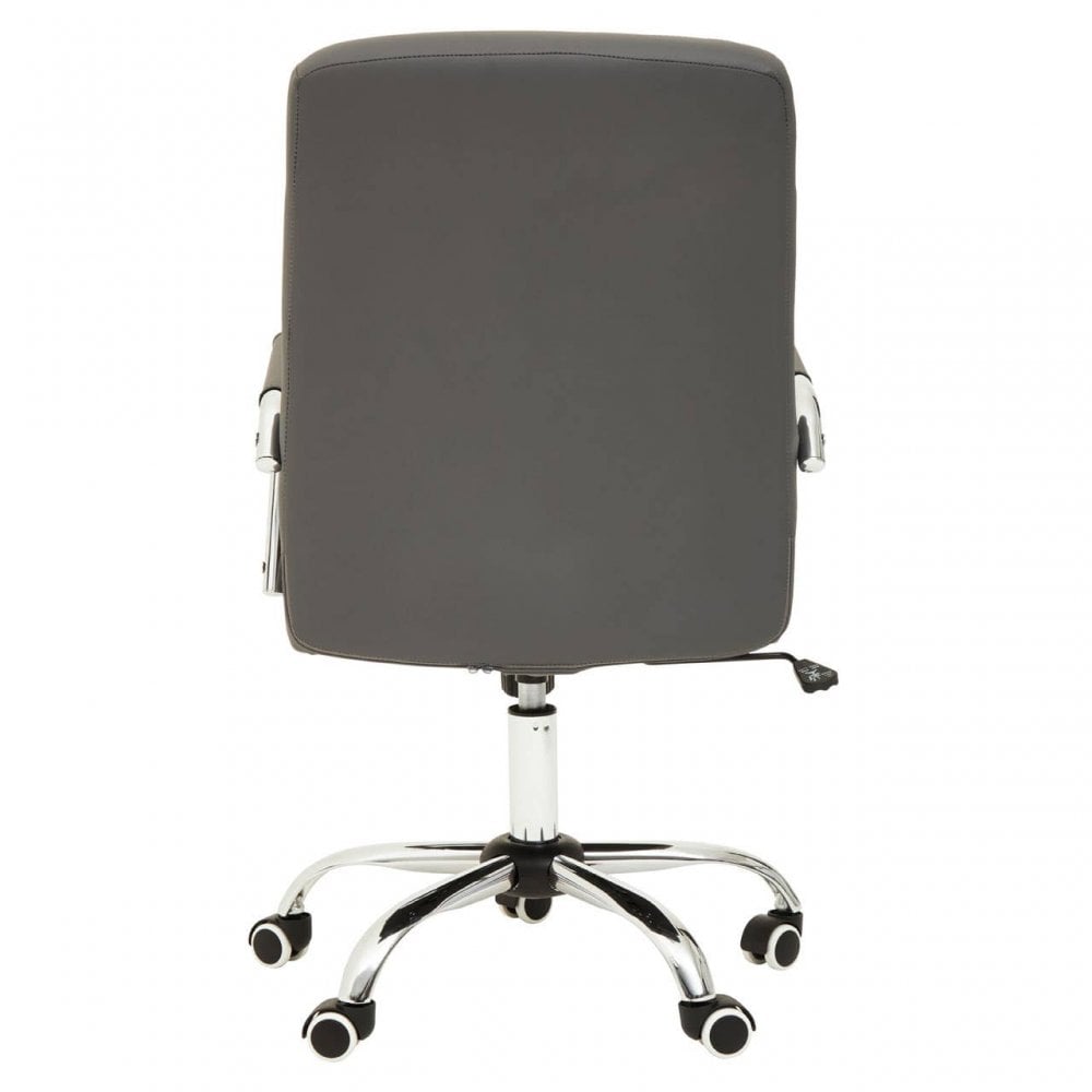 Metro Grey Leather Effect And Chrome Home Office Chair