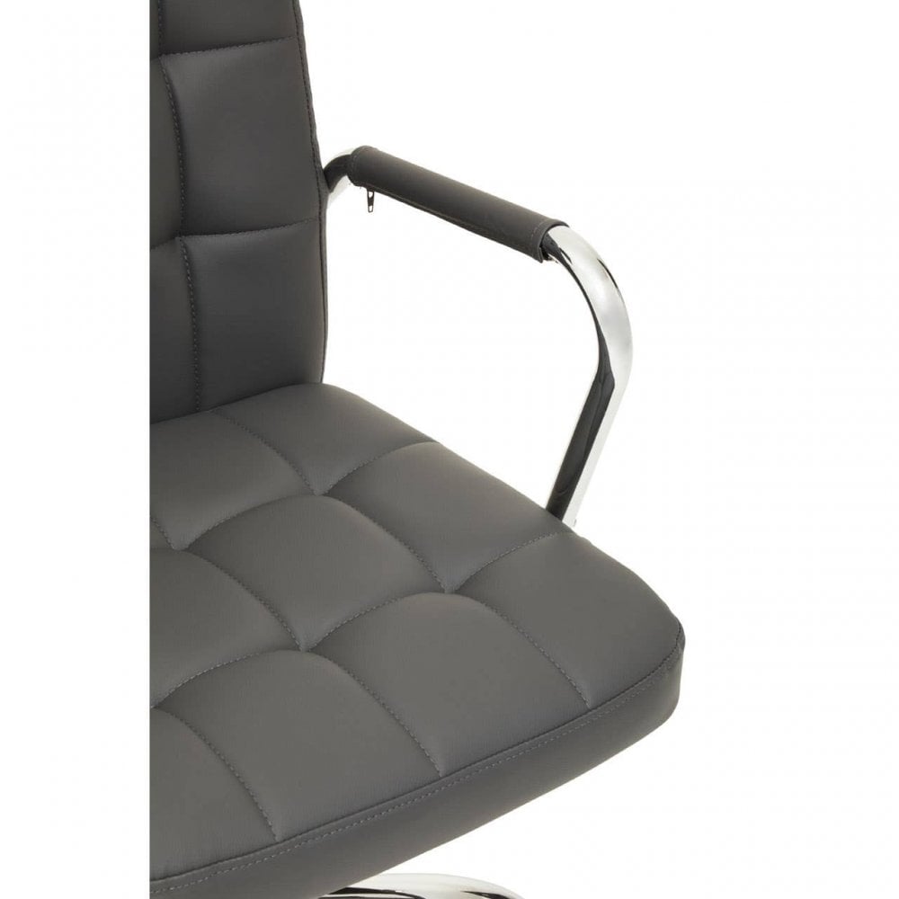 Metro Grey Leather Effect And Chrome Home Office Chair