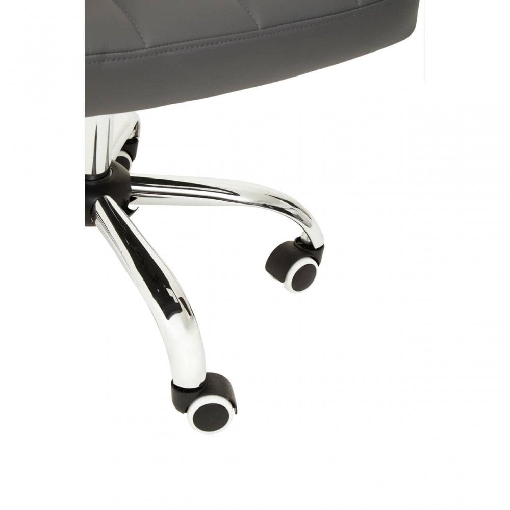 Metro Grey Leather Effect And Chrome Home Office Chair