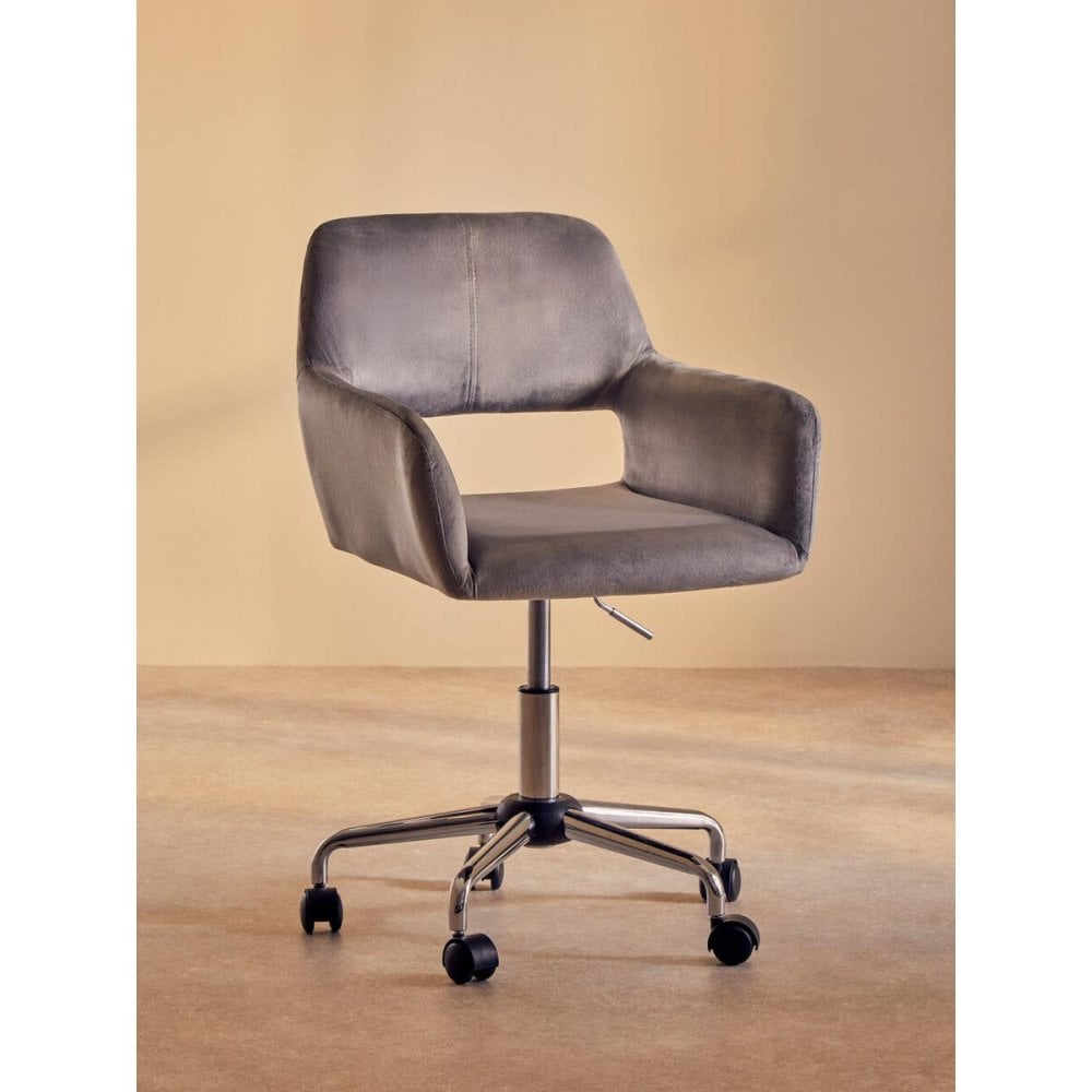 Metro Grey Velvet And Chrome Base Home Office Chair