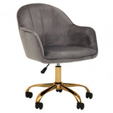 Metro Grey Velvet And Gold Base Home Office Chair