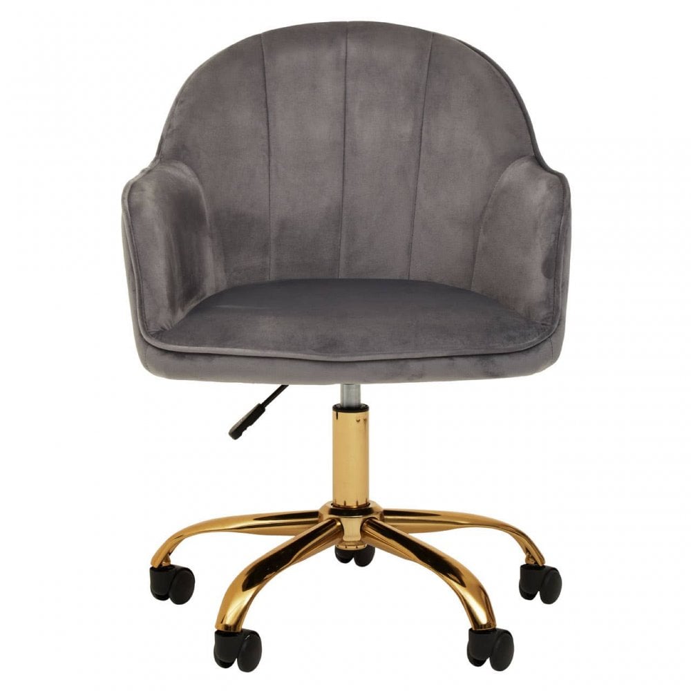 Metro Grey Velvet And Gold Base Home Office Chair