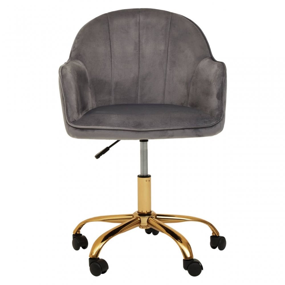 Metro Grey Velvet And Gold Base Home Office Chair