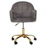 Metro Grey Velvet And Gold Base Home Office Chair