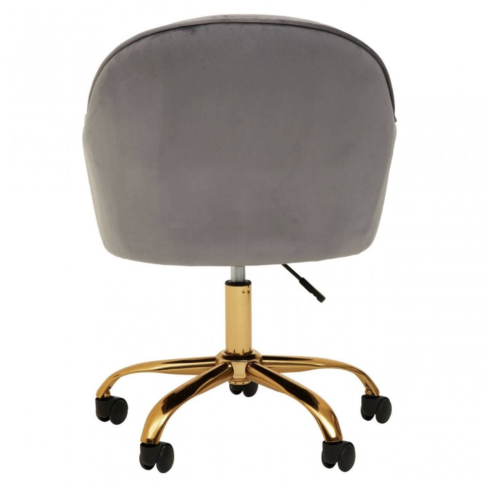 Metro Grey Velvet And Gold Base Home Office Chair