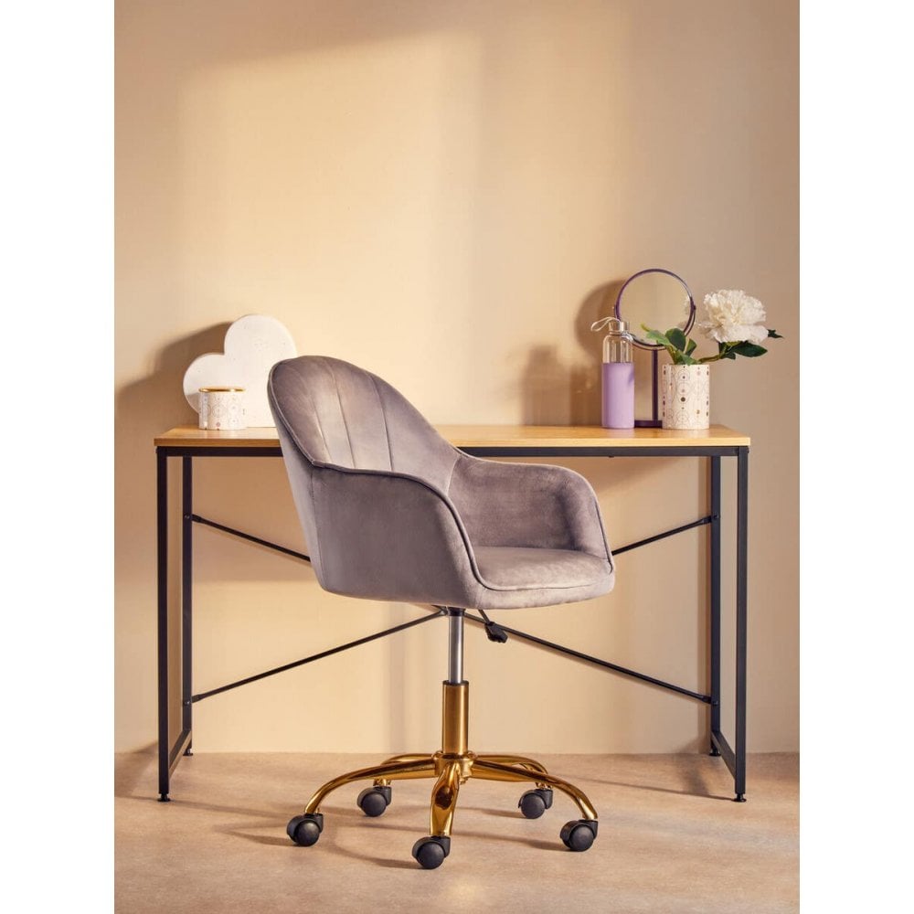 Metro Grey Velvet And Gold Base Home Office Chair