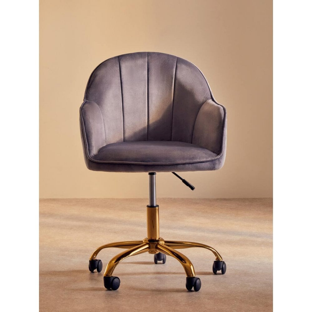 Metro Grey Velvet And Gold Base Home Office Chair