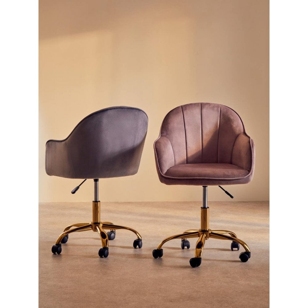 Metro Grey Velvet And Gold Base Home Office Chair