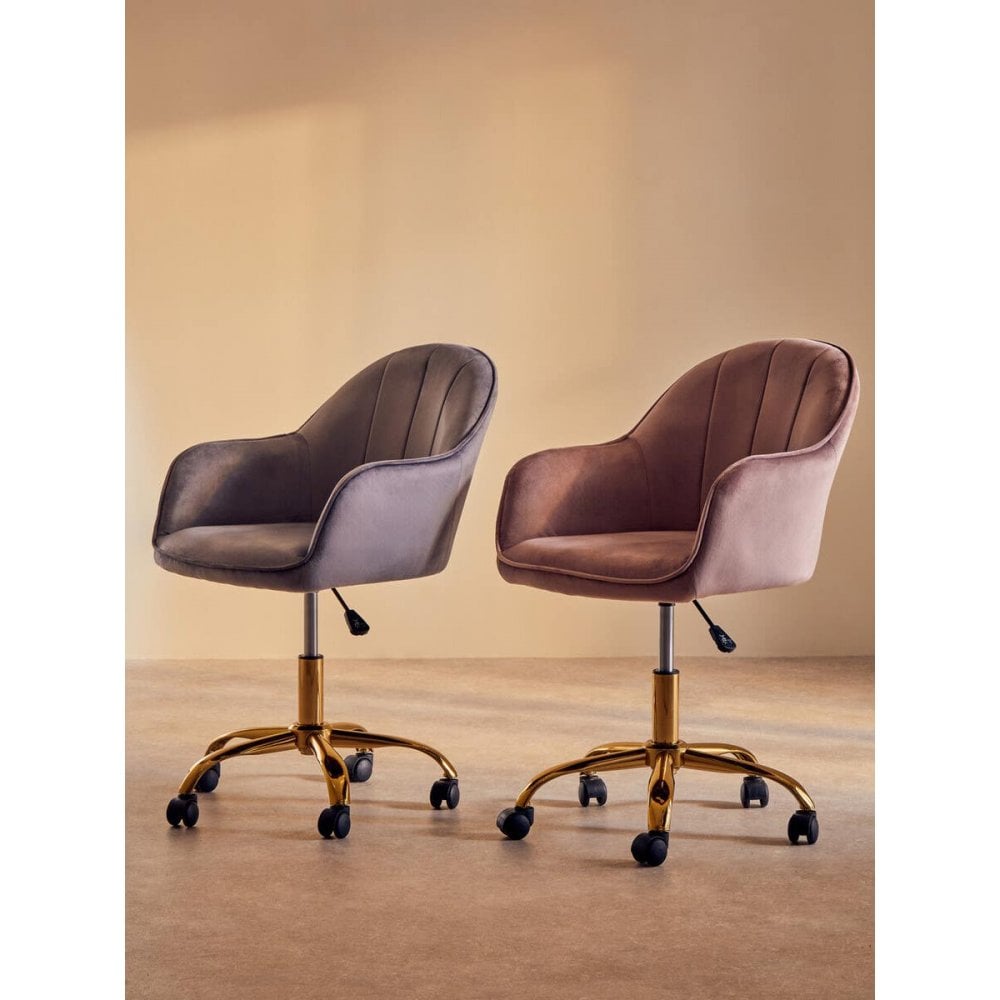 Metro Grey Velvet And Gold Base Home Office Chair