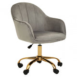 Metro Grey Velvet And Gold Home Office Chair