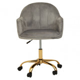 Metro Grey Velvet And Gold Home Office Chair