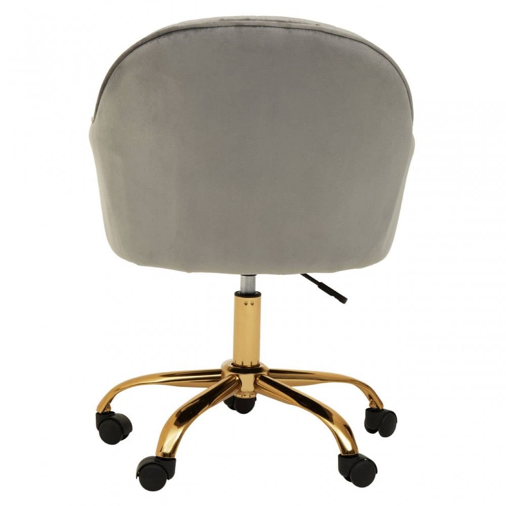 Metro Grey Velvet And Gold Home Office Chair