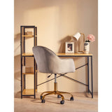 Metro Grey Velvet And Gold Home Office Chair