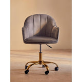 Metro Grey Velvet And Gold Home Office Chair