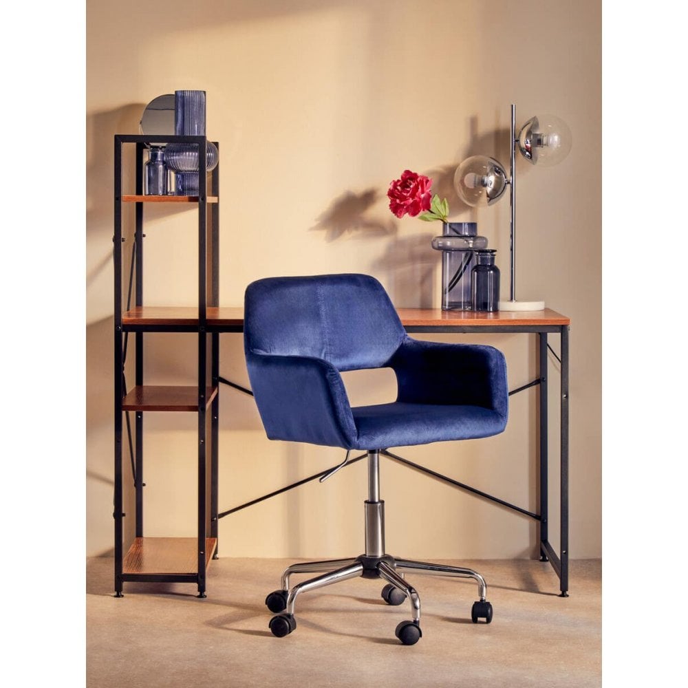 Metro Navy Velvet And Chrome Base Home Office Chair