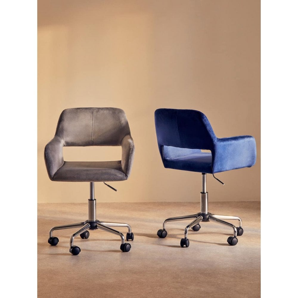Metro Navy Velvet And Chrome Base Home Office Chair