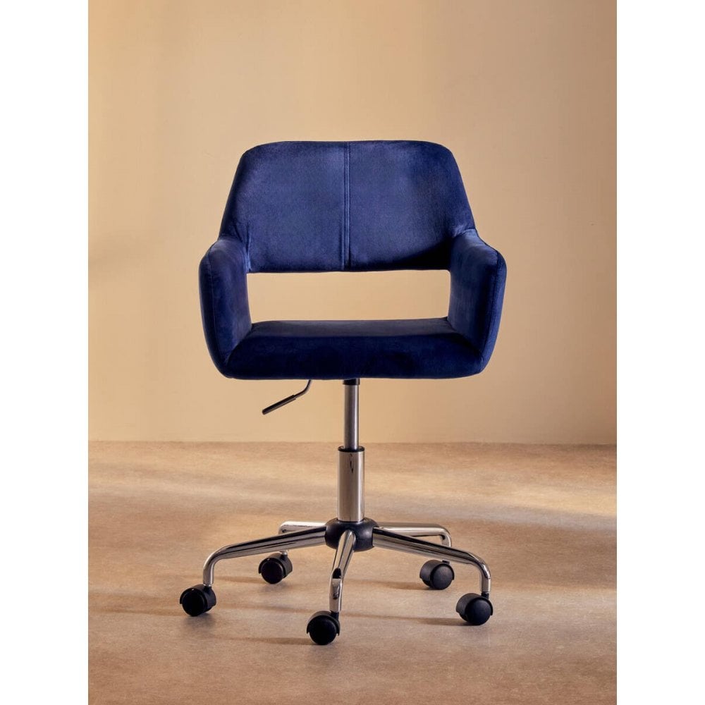 Metro Navy Velvet And Chrome Base Home Office Chair
